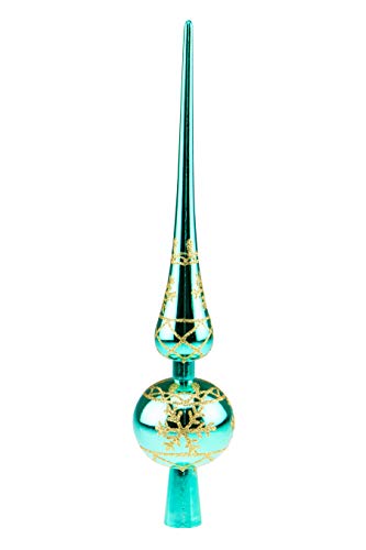 Clever Creations Christmas 11 Inch Ariadne Tree Topper Shiny Crystal Decoration, Glitter Treetop Holiday Home Décor, Teal #TOP27