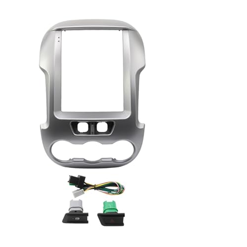 Compatible con FORD RANGER 2012-2015. Panel frontal para radio de coche 2 DIN de 9,7 pulgadas con reproductor multimedia, reproductor de vídeo, Panel Navegación Coche(Silver Frame-cord)