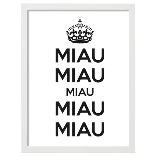 La Gata Zurda - Lámina Decorativa Pared MIAU MIAU - Diseño - 70x50/40x30 cm - Papel Mate Premium 140gr - Póster Habitación - Gatos