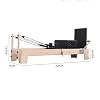 Maple Wood Pilates Reformer Machine for Home Studio,Pilates Cadillac Reformer Vintage, Pilates Equipment,Black Ultrafine Leather, Adjustable Resistance System