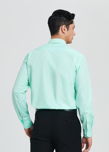 Image of HISDERN Mens Dress Shirt with Tie Pocket Square Set Classic Button Down Shirt Matching Tie Long Sleeve Shirts