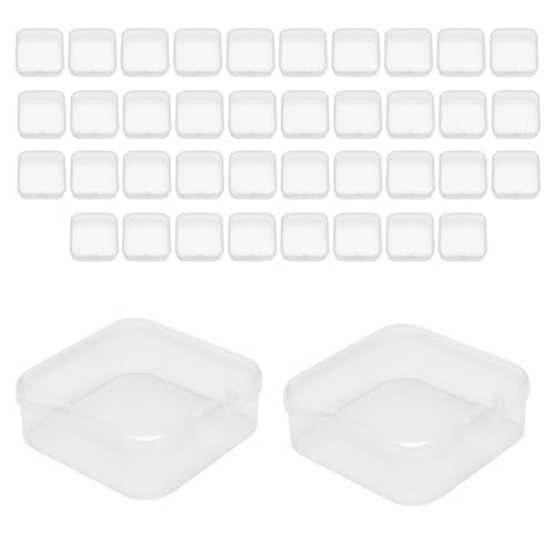 Pqahffowr Paquete de 40 Cajas de Almacenamiento de Cuentas de PláStico Transparente con Tapa con Bisagras para ArtíCulos PequeñOs, Diamantes, Cuentas (2,2 X 2,2 X 0,79 Pulgadas)