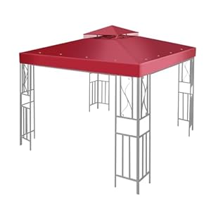 Flexzion 8’x8′ Gazebo Top luifel vervanging Cover – Dual Tier met Plain Edge Polyester UV30 bescherming Waterdicht voor Outdoor Tuin Patio Gazon zon schaduw Rood