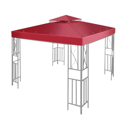 Flexzion 8×8 Gazebo Canopy Replacement Top Waterproof Cover – Outdoor Gazebo Canopy Cover – Double Tier UV30 Cover for Canopies, Garden, Patio, Yard Tent (Red)