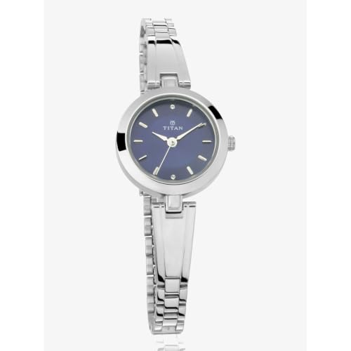 Image of Titan Plain 3 Hands Karishma Blue Round Dial Steel Colour Stainless Steel Strap Womens Watch - NU2598SM04
