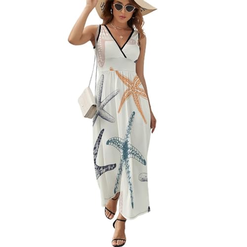 Robe longue d'été sans manches col V pour éviter la chaleur