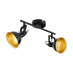 EGLO Thornton 2-flammiger Vintage Deckenstrahler Schwarz-Gold