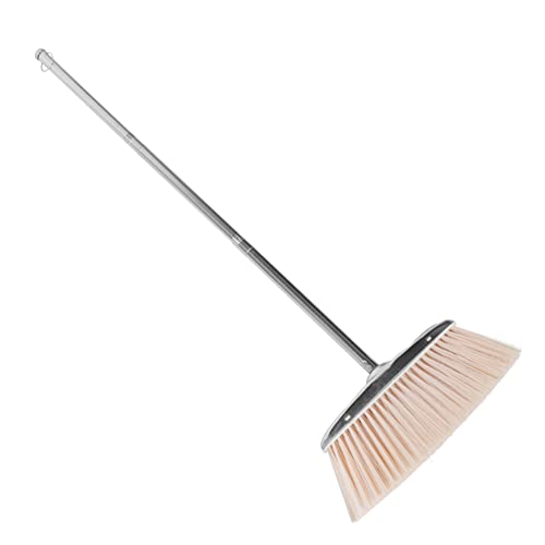 KOMBIUDA Nylon Bristle Floor Cleaning Broom Stiff Bristles for Home Cleaning Stainless Steel Handle
