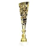 tecnocoppe Coppa Trofeo Dorata 37,00 cm Base in Marmo Bianco, Disponibile in 3 Altezze