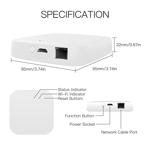 Moes Zigbee 3.0 & Bluetooth & Mesh Hub Only Support Tuya Device Work With Smart Life App, Intelligent Bridge Wired Smart Home Gateway Voice Control Via Alexa, Google Home, 2.4Ghz Wifi #TOP6