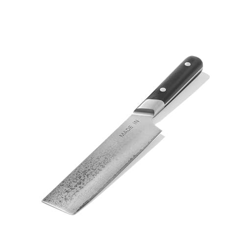 Comparison: Best Carbon Steel Nakiri 6 Made In Cookware - 6" Japanese Damascus Steel Nakiri Knife - 66 Layers of Damascus Steel with a VG-10 Core - Crafted in Japan - Full Tang With Black POM Handle