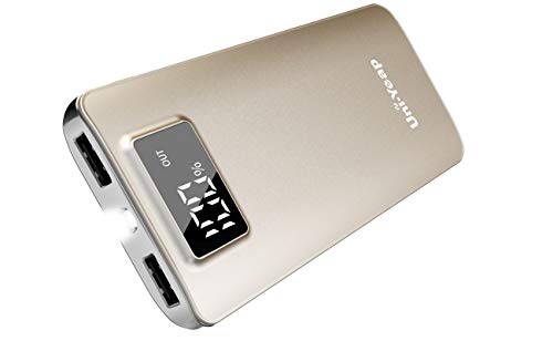 Uni-Yeap 11000mAh Battery Charger Power Bank with High Speed and Flashlight with LCD Screen Compatible for iPhone 11 Xs Xr X 8 7 6s 6 iPad Samsung Galaxy and All Smart Phone (Gold)