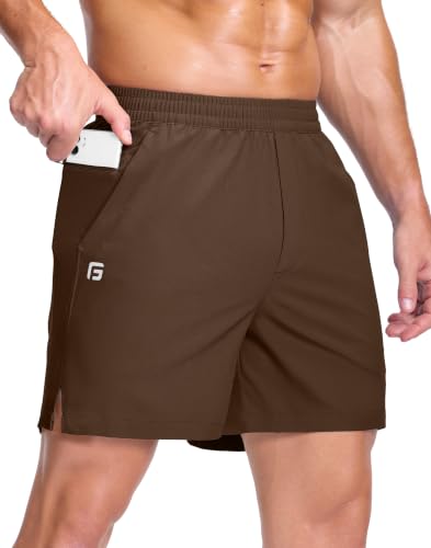 Image of GGJ Men's Lightweight Athletic Shorts with 2 Zipper Pockets 7 inch /9 inch /5 inch Gym Workout Running Quick Dry Tennis Shorts for Men