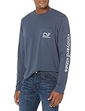 vineyard vines Men's Long-Sleeve All American Football Logo Box Pocket T-Shirt, Blue Blazer, Large