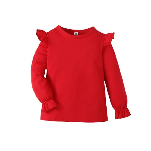 Image of LYSMuch Toddler Baby Girls Blouse Long Sleeve Ruffle Shirt Solid Top Clothes