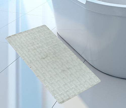 Image of Urbane Home Checkered Design Non Slip Bathroom Mat with Suction Cups (White)