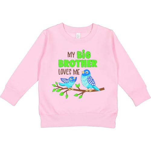 inktastic My Big Brother Loves Me- Cute Birds Toddler Sweatshirt 5-6 Pink 4403f