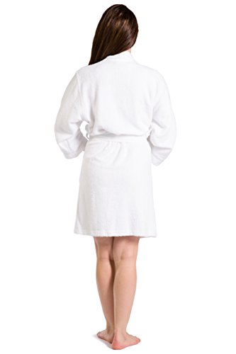 Fishers Finery Women's Short Cotton Terry Bathrobe (White, M) #TOP3