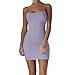 Femme Robe Moulante Basique Solide Classique Bretelles Spaghetti Caraco Couleur Unie Sling Mini Robe Courte (M,Violet)