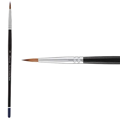 Creative MarkRhapsody Kolinsky Sable Brushes for Professional Watercolorists - Round # 3 Excellent Spring, Full Belly, Split-Proof Points, Chrome Ferrules, Short Handle, English Sizing