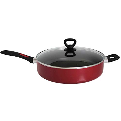 Mirro A79682 Get A Grip Aluminum Nonstick Jumbo Cooker Deep Fry Pan with Glass Lid Cover Cookware, 12-Inch