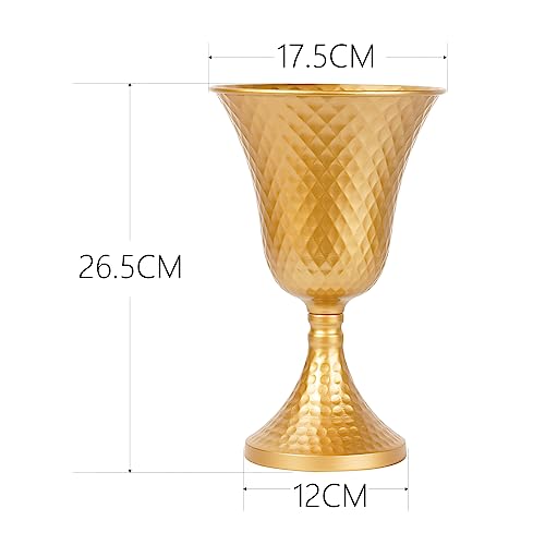 2 Pcs Wedding Centerpiece Table Decorations - 12.6In Height Metal Urn Planter, Elegant Gold Pedestal Stand Vase For Weddings Party Centerpieces Decoration #TOP5