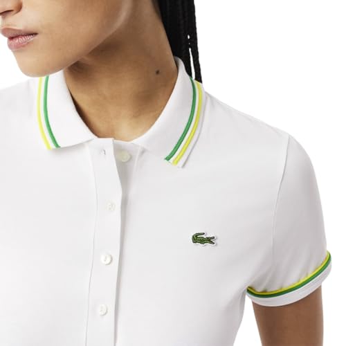 Lacoste Women's Seasonal Short Slim Fit Contrast Collar & Sleeves Polo2
