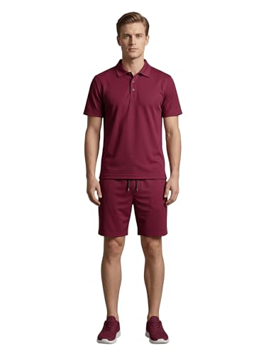 Image of Dollar Men Co-Ord Set | Polyester Shorts + Polo T-Shirt | Regular Fit, Quick Dry & Breathable | Gym, Casual & Sportswear | Pack of 1