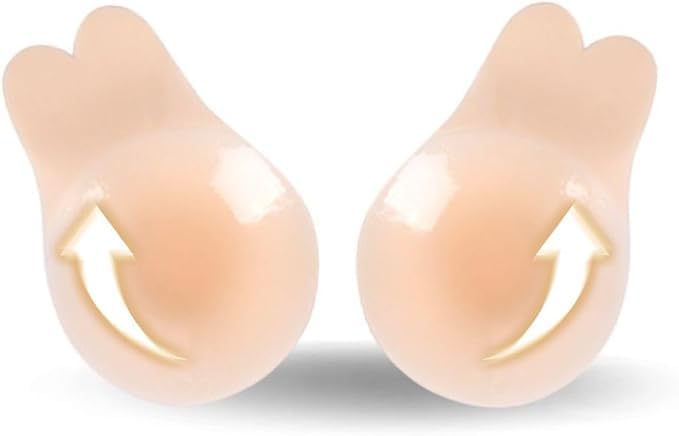 Women’s Silicone Push Up Nipple Covers – Reusable Adhesive Sticky Bra Pads, Invisible Breast Lift Pasties Petals for Backless & Strapless Outfits, Free Size Beige-image-10