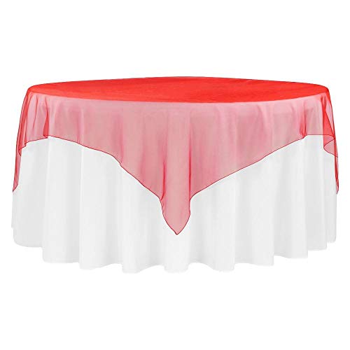 Cv Linens 778US Red Organza Square Seamless Table Overlay cover