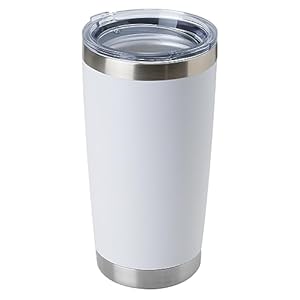 DOMICARE 20oz Stainless Steel Tumbler Bulk with Lid, Double Wall Vacuum Insulated Travel Mug, Powder Coated Coffee Cup, Powder White, 1 Pack