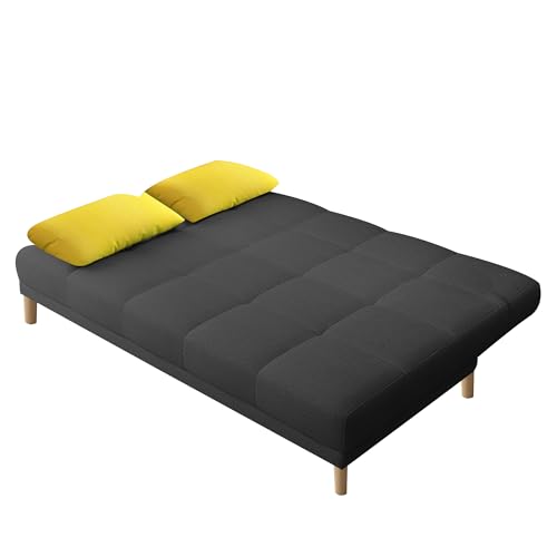 Image of Casaliving Broden 3 Seater Sofa Cum Bed for Living Room (Black Fabric) Premium Fabric Sofa