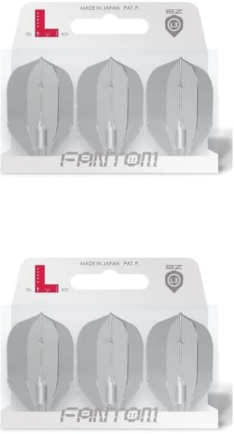 Lstyle Dart Flights - L3 EZ Fantom Shape - Clear | 2 Sets of 3 | for Soft & Steel Tip Darts