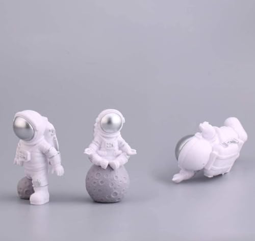 Image of VRB DecTM 3pcs Astronaut Miniature Showpiece Set for Home Decor, car Dashboard,Valentine,Living Room,Gifts Figurines,Cake Decoration Items-Resin (3 Pcs Small Silver Astronaut showpiece)