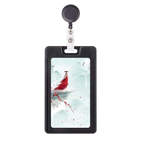 Badge aquarelle chinoise anti-perte étui de protection rétractable