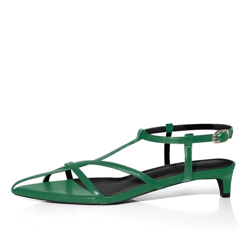 iadore Women Sexy Kitten Low Heel Sandals Retro Ankle Straps with Buckle Shoes Open Toe Summer Dress Sandals Size 5-12 US2