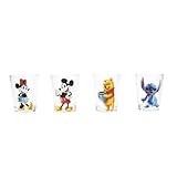 Disney Classic Characters - Mini vasos de chupito, juego de 4 | Utensilios de bar para el hogar para licor, espresso y bebidas | Cada uno tiene capacidad para 2 onzas