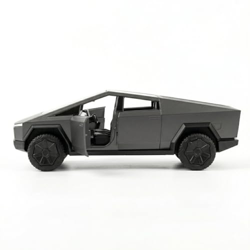 Image of Tesla Cybertruck Pickup 1:36 Scale Die-Cast Metal Car Model - Openable Doors Pull-Back Alloy Electric Truck Collectible Toy Car