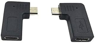 PULABO USB Type C to Micro USB Conversion Adapter, [Set of 2] 90 Degree Angled L-Shaped Type-C Female to Micro USB Male 5 Pin [Left/Right] USB Terminal Conversion Connector Adapter Creative