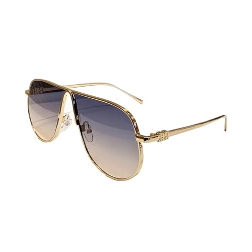 Lunettes de soleil rétro en métal avec finition soignée et design grande monture luxe
