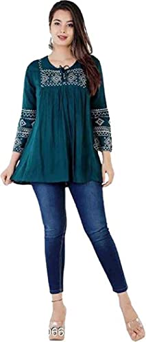 Image of Kartik Fashion Women Rayon Embroidered Regular Top