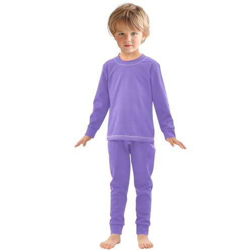 Light Purple Long Sleeve Pajamas Set Sleepwear Jammies 2pcs Set Pjs Light Purple