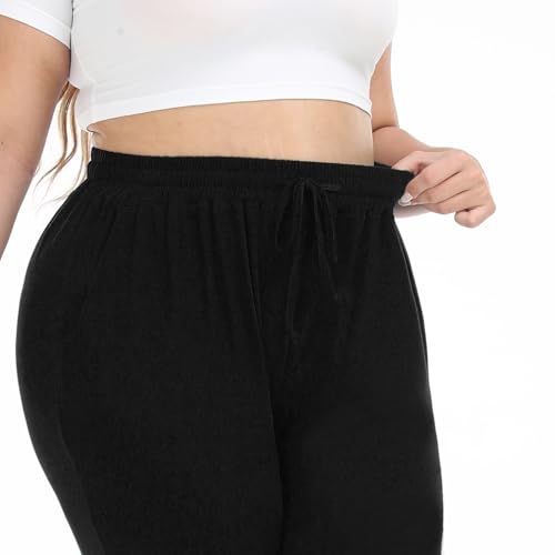 Women's Plus Size Joggers Cotton Sweatpants Casual Lounge Yoga Pants Drawstring with Pockets3