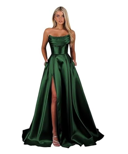 Sincemeet Damen Schulterfreies A-Linie Abschlussball Kleider Schlitz Abendkleider Elegant Partykleid Ballkleider Damen Lang Abschlusskleider in...
