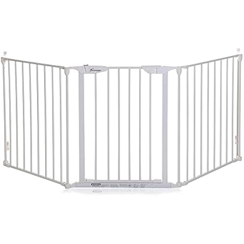 Dreambaby Newport 3-Panel Adapta Child Safety Gate - Fits Opening from 85.5-200cm wide. 74cm Tall - Swings Open from both Direction - White - Model F2022BB Cover