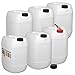 Produktbild plasteo® 6er Set: 30 Liter Getränke- Wasserkanister Natur mit Schraubdeckeln und 1 Ausgießhahn (DIN 61) | Lebensmittelecht | Tragbar und Robust | Indoor und Outdoor | BPA Frei | Made in Germany