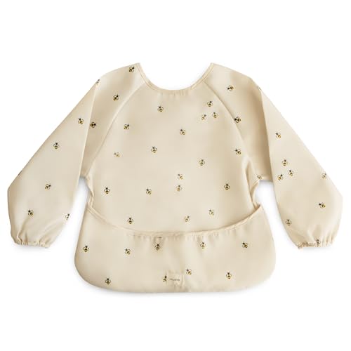Image of mushie Long Sleeve Baby Bib | Mess Free & Waterproof Fabric for Toddlers | Adjustable Fit for Ages 6-24 Months