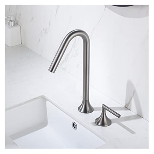 Robinet de bassin gris 2 trous mitigeur lavabo pour rénovation moderne