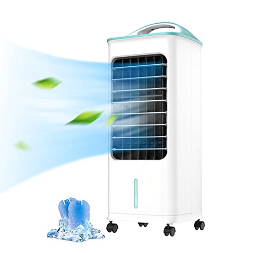 Ventilador de refrigeración portátil de 5 litros con 2 cajas de hielo y mando a distancia, filtro de polvo, 3 ajustes de velocidad con oscilación de 70°, purificador de refrigeración sobre ruedas,