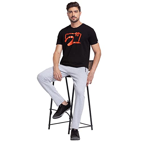 Image of Spykar Men's Mid Rise Cotton Slim Fit Trackpants
